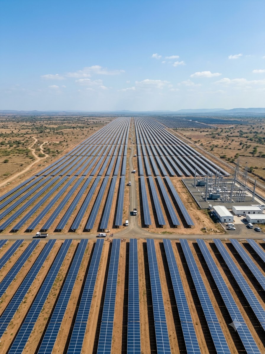Solar panels at an Indian solar park